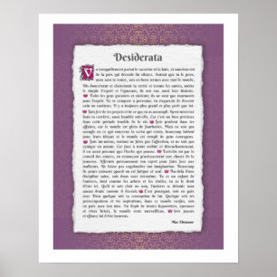 Póster Desiderata - Choses désirées - poème