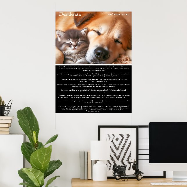 Póster Desiderata Compañía pacífica: gatitos y perros (Oficina en casa)
