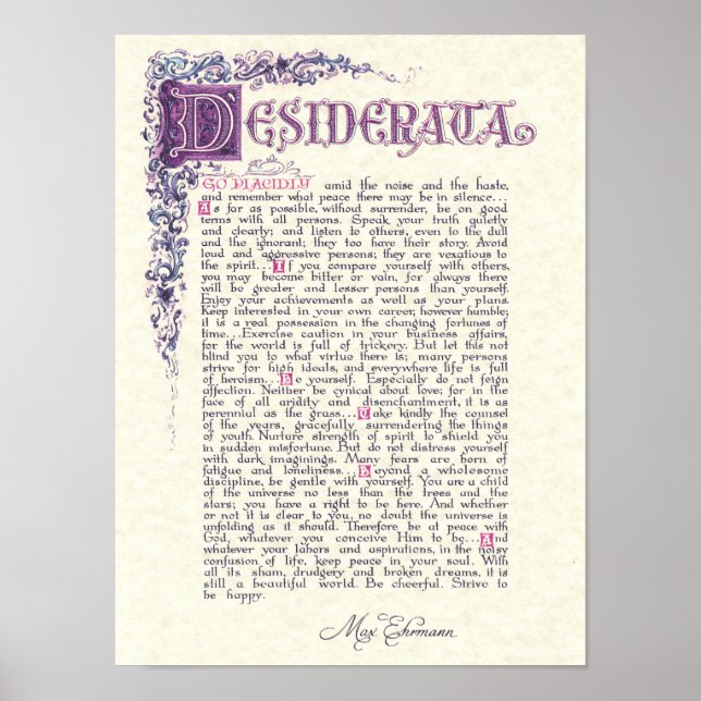 Póster DESIDERATA con colores florentinos (Frente)