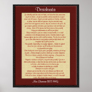 Póster Desiderata "cosas deseadas" apariencia de cuero