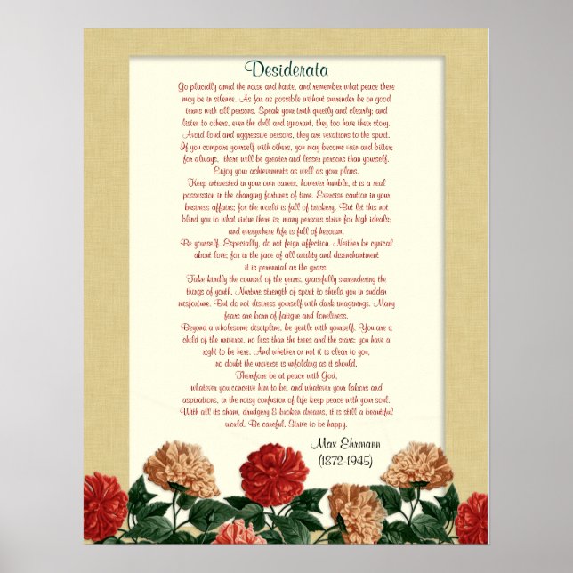 Póster Desiderata "cosas deseadas", flores de hibisco (Frente)