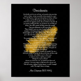 Póster Desiderata "cosas deseadas" Pluma dorada negro