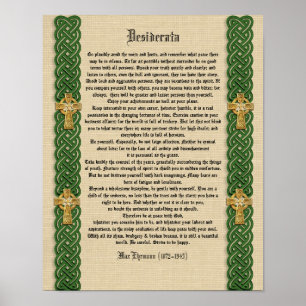 Póster Desiderata "cosas deseadas", prosa Celtic Knot bor