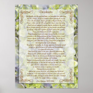 Póster Desiderata "cosas deseadas", prosa floral