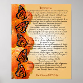 Póster Desiderata "cosas deseadas", prosa Monarch butterf