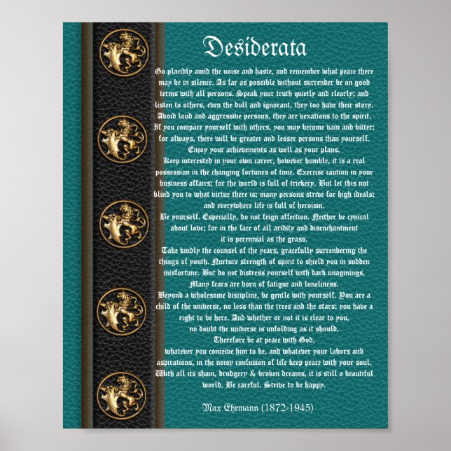 Póster Desiderata cuero luce leones de latón (Frente)
