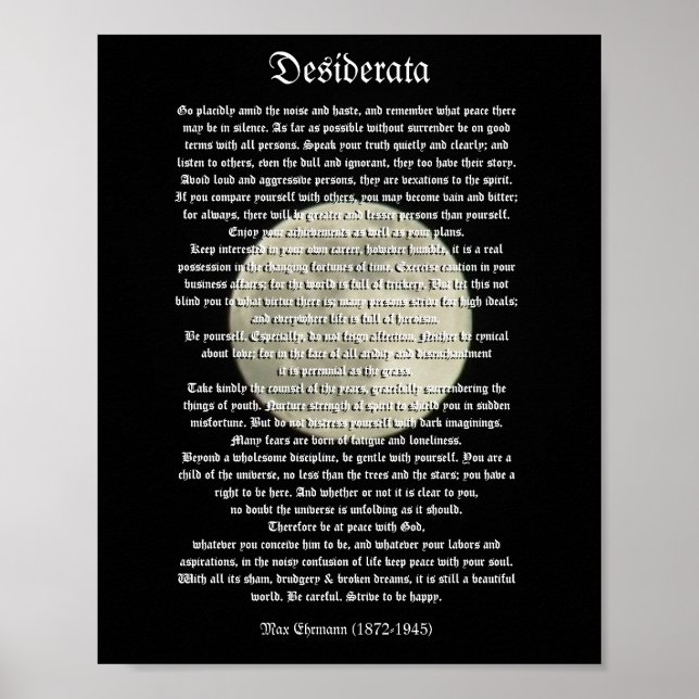 Póster Desiderata en la luna llena (Frente)
