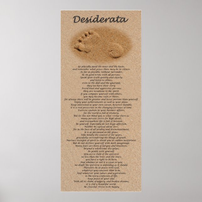 Póster Desiderata - Huella de arena (Frente)