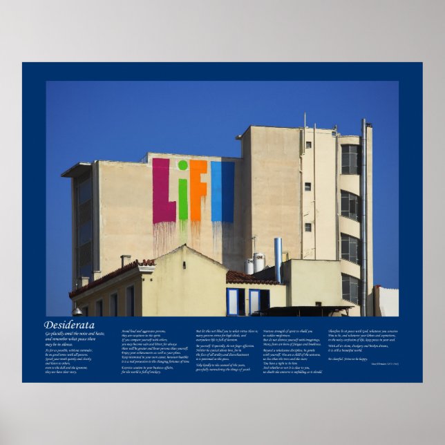 Póster Desiderata - La vida en curso (Frente)