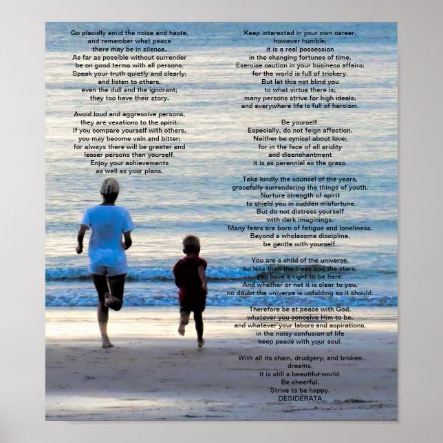 Póster Desiderata Max Ehrmann Go Placiamente (Frente)