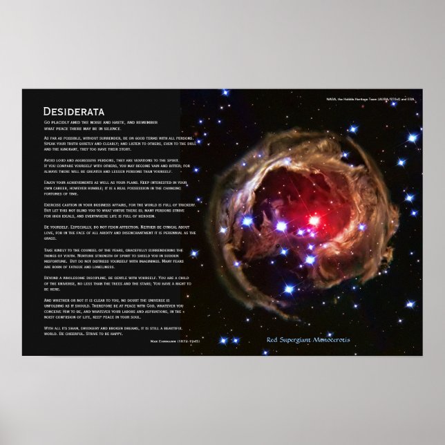 Póster Desiderata - Monocerotis del supergigante rojo V83 (Frente)