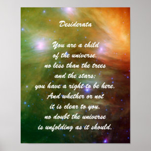Póster Desiderata Niño del Universo