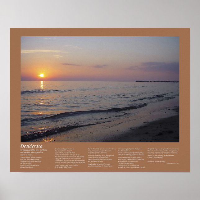 Póster Desiderata - Olas de playa Sunset (Frente)