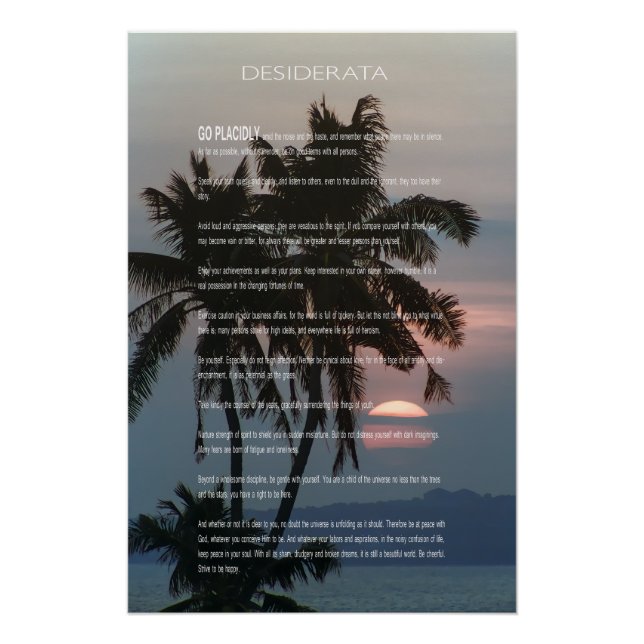 Póster DesIDERATA Palm Tree Sundown (Anverso)