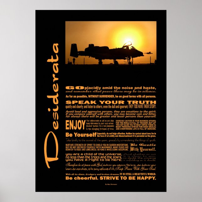 Póster Desiderata Poem Desiderata A-10 Thunderbolt (Frente)