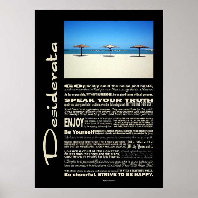 Póster Desiderata Poem Dream It Live It Beach (Frente)