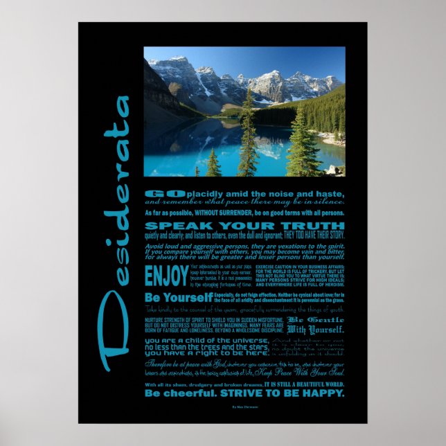 Póster Desiderata Poem Moraine Lake (Frente)
