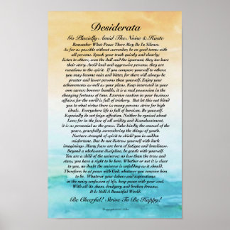 Póster Desiderata Poem Watercolor Turbulento Océano atard