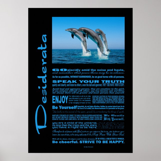 Póster Desiderata Poema Up Dolphins (Frente)