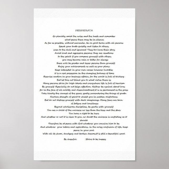 PÓSTER DESIDERATA POSTER (Frente)