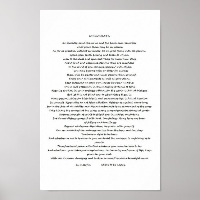 PÓSTER DESIDERATA POSTER (Frente)