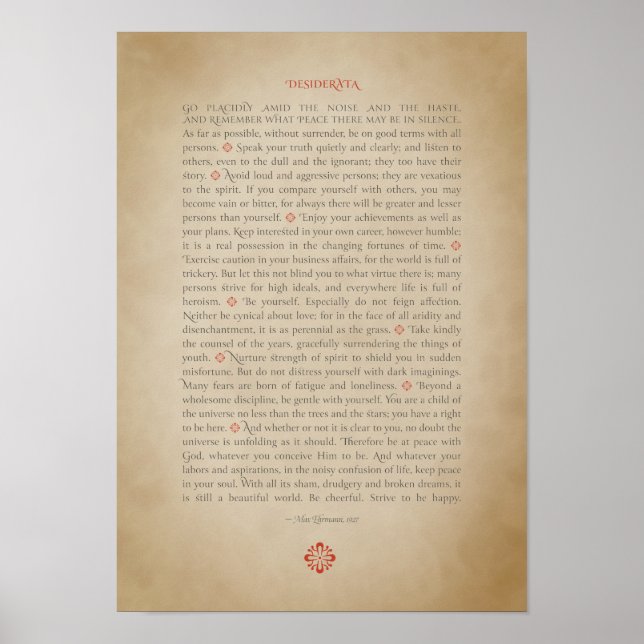 Póster Desiderata poster (Frente)