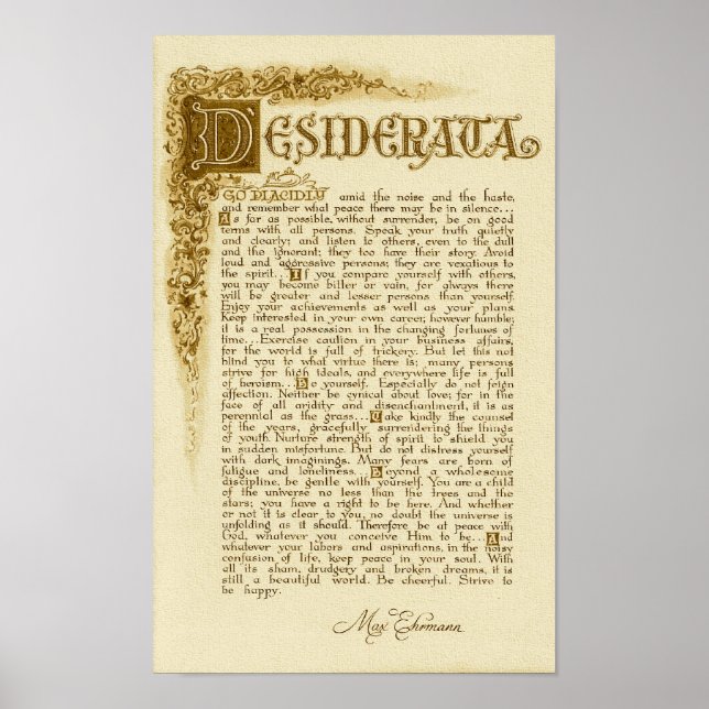 Póster DESIDERATA Poster by Max Ehrmann=Antique (Frente)