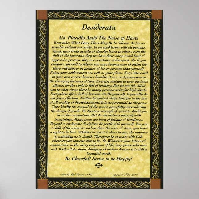 Póster DESIDERATA Poster de Max Ehrmann (Frente)