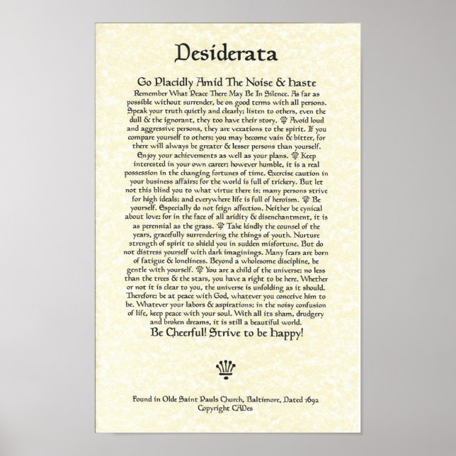 Póster DesIDERATA Poster-Ehrmann-11x17-Parque de la Igles (Frente)