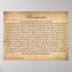 Póster DESIDERATA Poster-Max Ehrmann-Grabado en relieve P