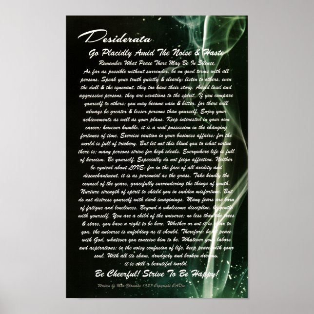 Póster DESIDERATA Poster-Max Ehrmann-Smoking Champagne (Frente)