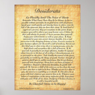 Póster DESIDERATA Poster por Max Ehrmann=16x20 Fósil