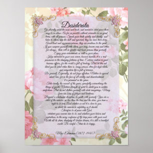 Póster Desiderata, prosa floral "cosas deseadas" por Max