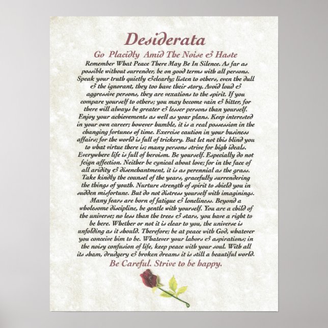 Póster DESIDERATA Red Rosie (Frente)