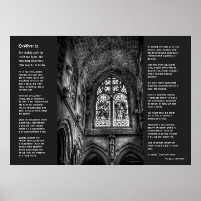 Póster Desiderata - Sobre El Altar De La Capilla (Frente)