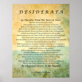 Póster Desiderata sobre el bosque verde Abstract Watercol