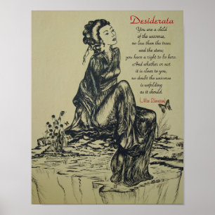 Póster Desiderata sobre el dibujo con lápiz y tinta , art