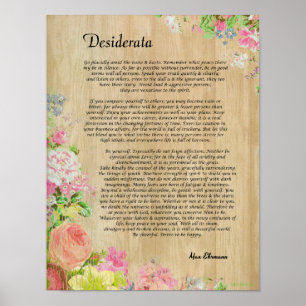 Póster Desiderata sobre el panel de madera rústica con re