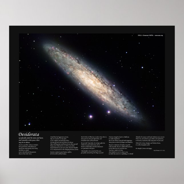 Póster Desiderata sobre la galaxia espiral NGC 253 (Frente)