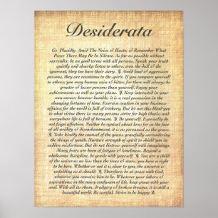 Póster DESIDERATA sobre papel de madera fosilizada