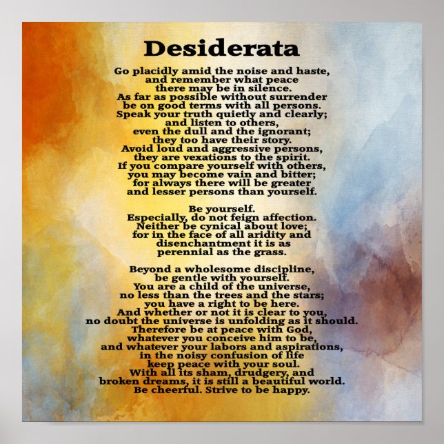 Póster Desiderata Splash of Color-- (Frente)