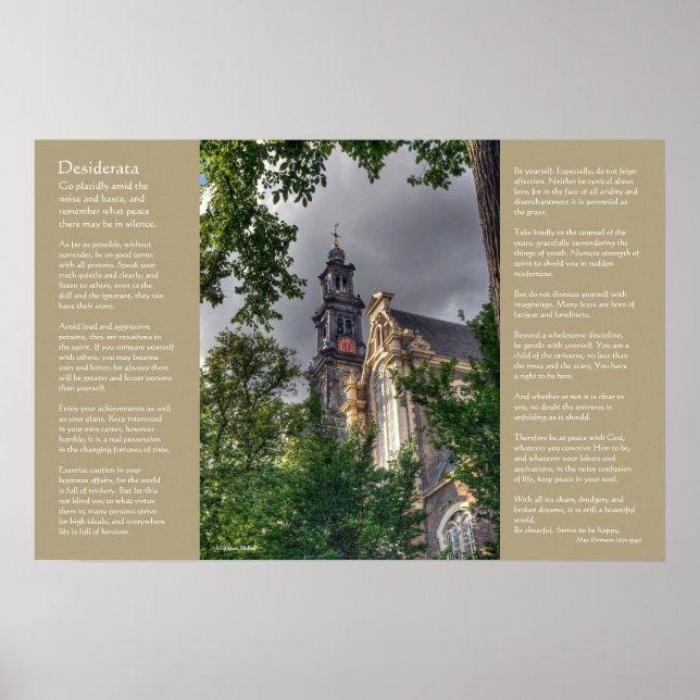 Póster Desiderata - Westerkerk, Prinsengracht, Amsterdam (Frente)