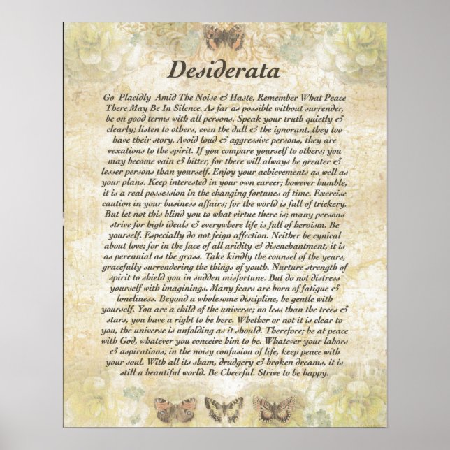 Póster DESIDERATA with Cheerful Butterflies (Frente)