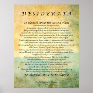 Póster Desiderátums en acuarela verde del extracto del