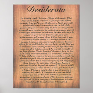 Póster DESIDERÁTUMS en el tablón de madera