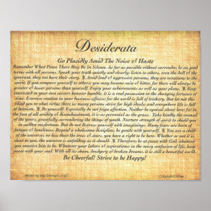 Póster DESIDERÁTUMS Poem=Max Ehrmann=Fossilized