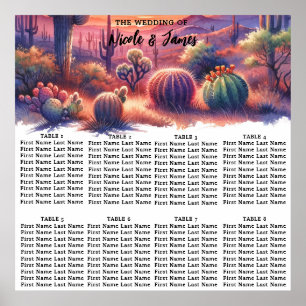 Póster Desierto Atardecer Resplandor Aquarela Boda Asient