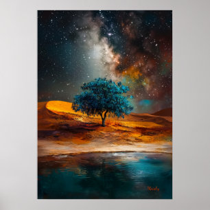 Póster Desierto Celestial - Árbol Solitario Bajo la Vía L