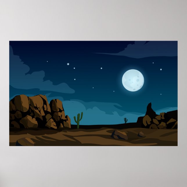 Póster Desierto con luna (Frente)