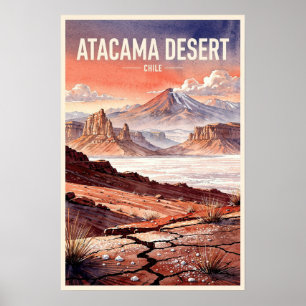 Póster Desierto de Atacama Chile Viaje Vintage